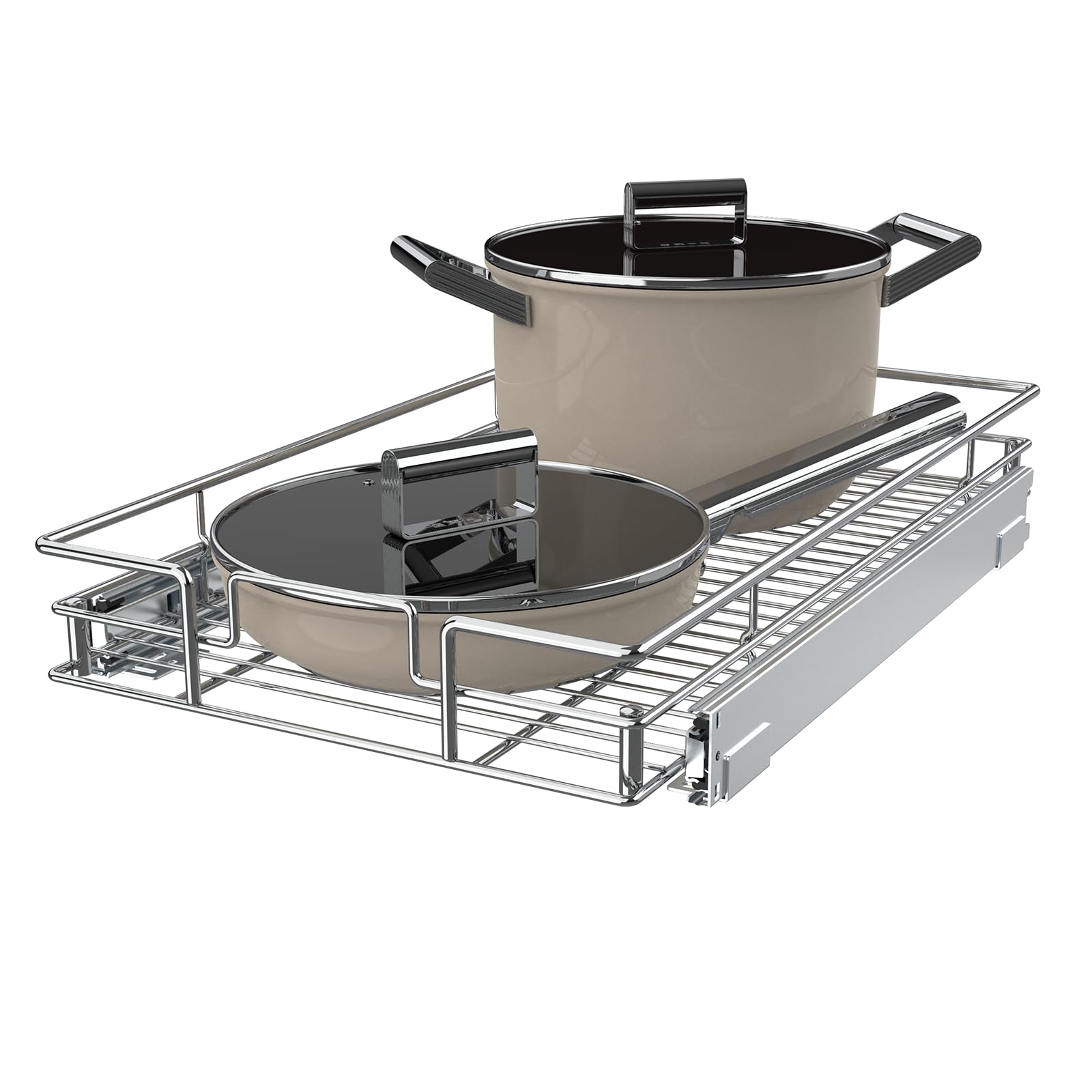 Pulloutor Ausziehbarer Schrank-Organizer, 43,2 cm B x 53,3 cm T, ausziehbarer Küchenschrank, Aufbewahrungsregal und Schubladen-Organizer, für Schrank zu Hause, Speisekammer, Badezimmer, benötigt 45,7