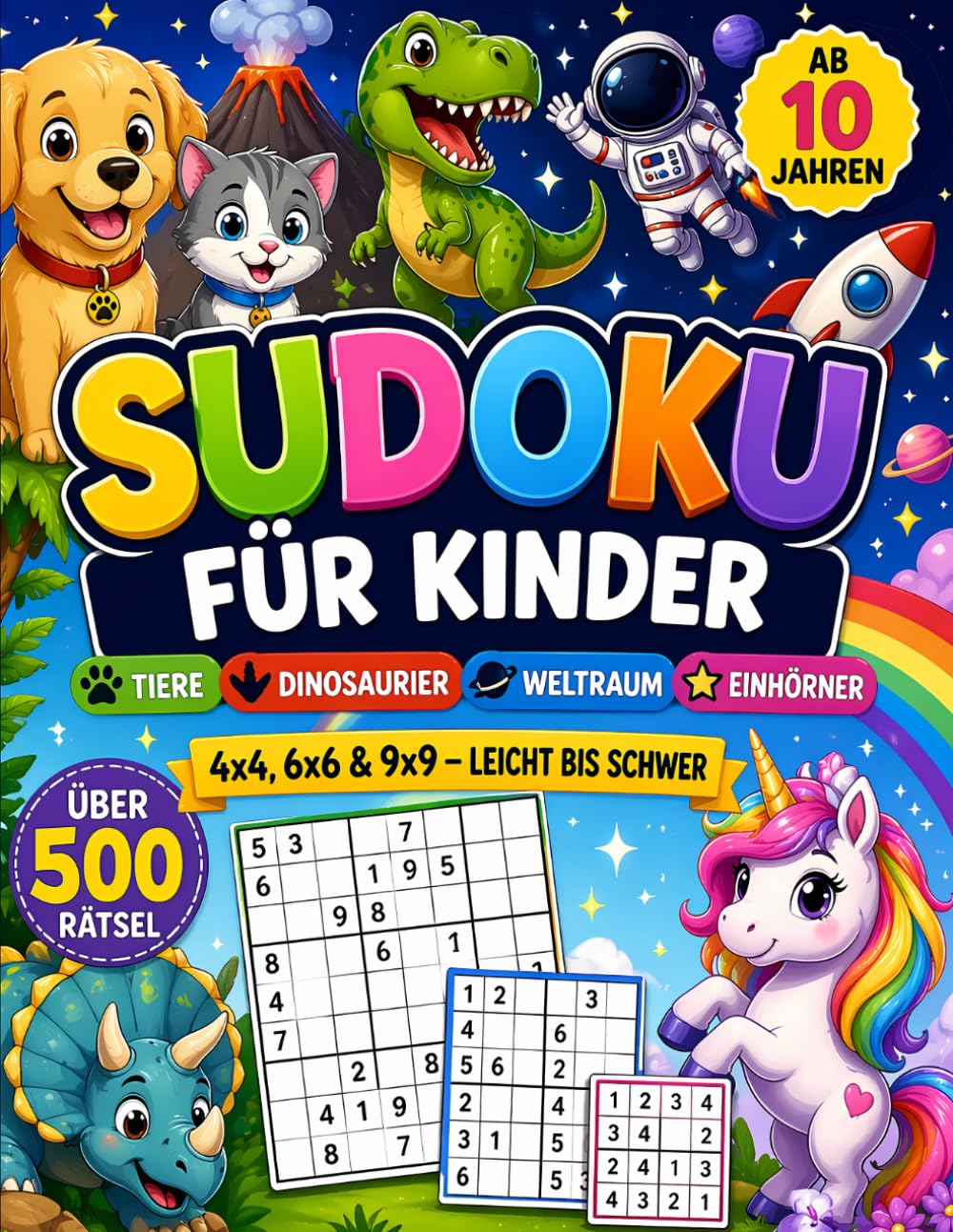 Sudoku für Kinder ab 10 Jahren: Über 500 Rätsel | 4x4, 6x6 & 9x9 | Von leicht bis schwer | Fördert Konzentration & Logik