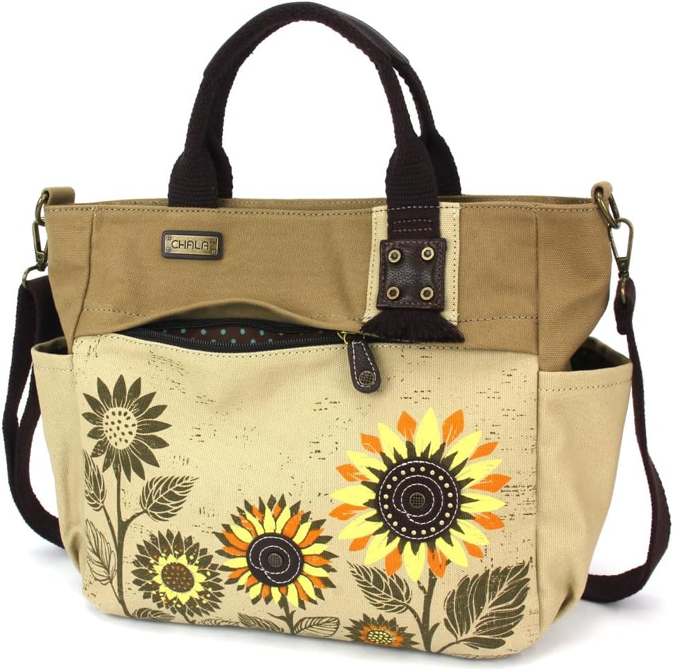 CHALA Canvas Print Pocket Tote Women Canvas Tote Bag/Shoulder Purse with Detachable Crossbody Strap - Image 3