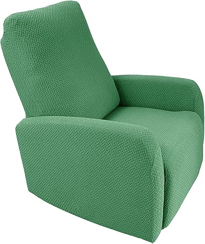 FIWINS Juego de 4 fundas elásticas para sofá reclinable protector de muebles funda de sofá con parte inferior elástica suave y gruesa color verde
