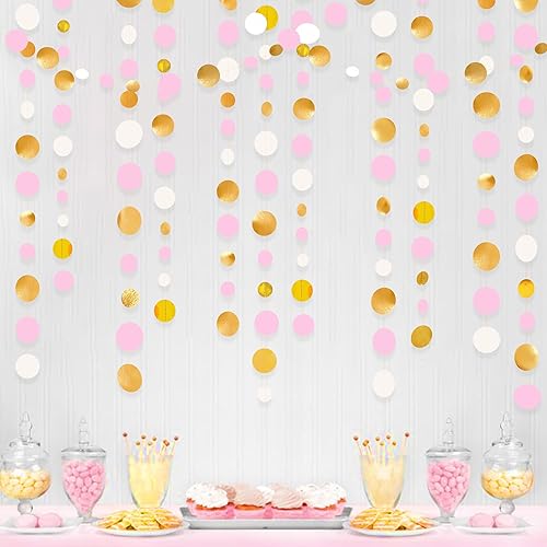 Miniatura 32 de Guirnalda de 46 pies de puntos circulares azul marino, negro y plateado, serpentina de lunares azul real y negro para cumpleaños, graduaciones