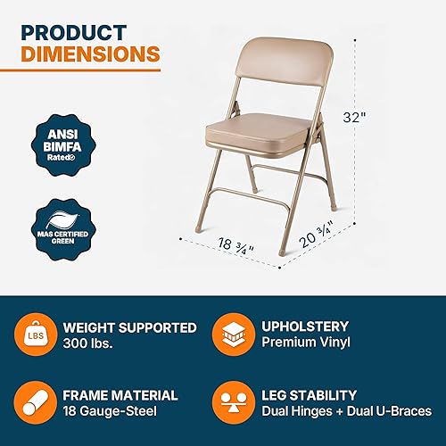 Miniatura 3 de OEF Furnishings Serie OEF3200 Sillas plegables de vinilo de alta calidad, resistentes, de grado industrial, asiento ultra acolchado de 2 pulgadas,