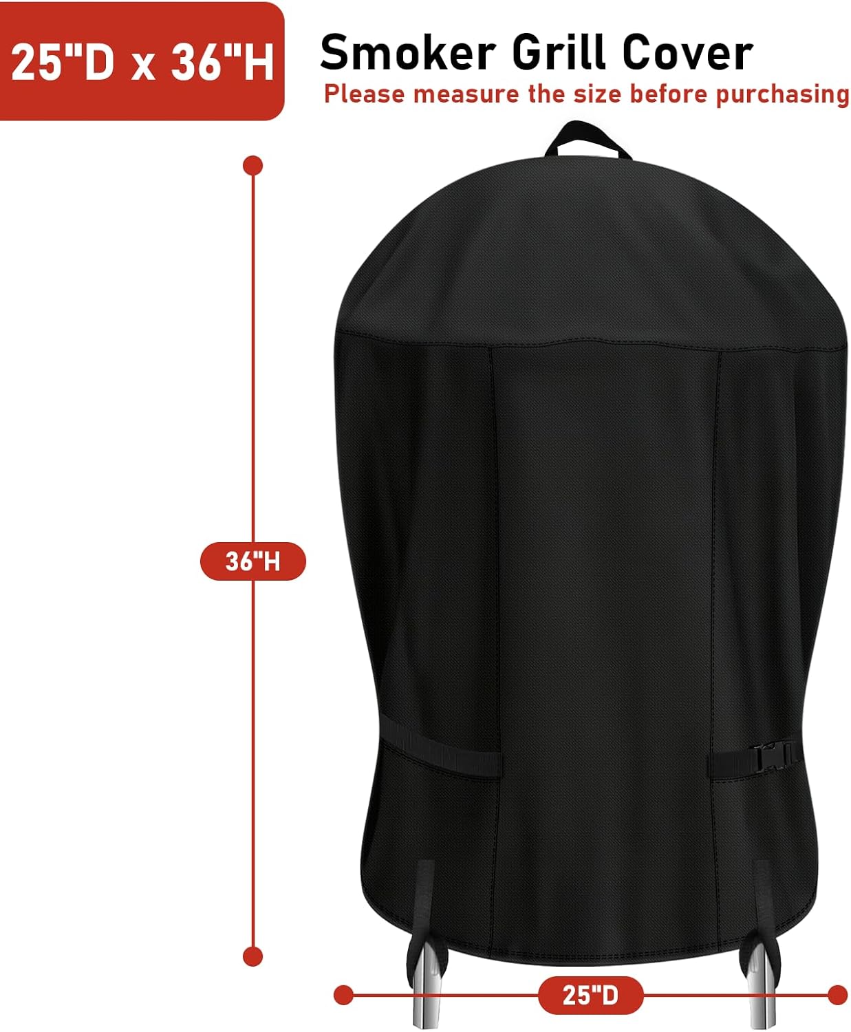 Smoker Grill Cover for Realcook Smoker 20 inch,Waterproof Heavy Duty Charcoal Smoker Cover,Round Grill Cover for Most Charcoal Grill