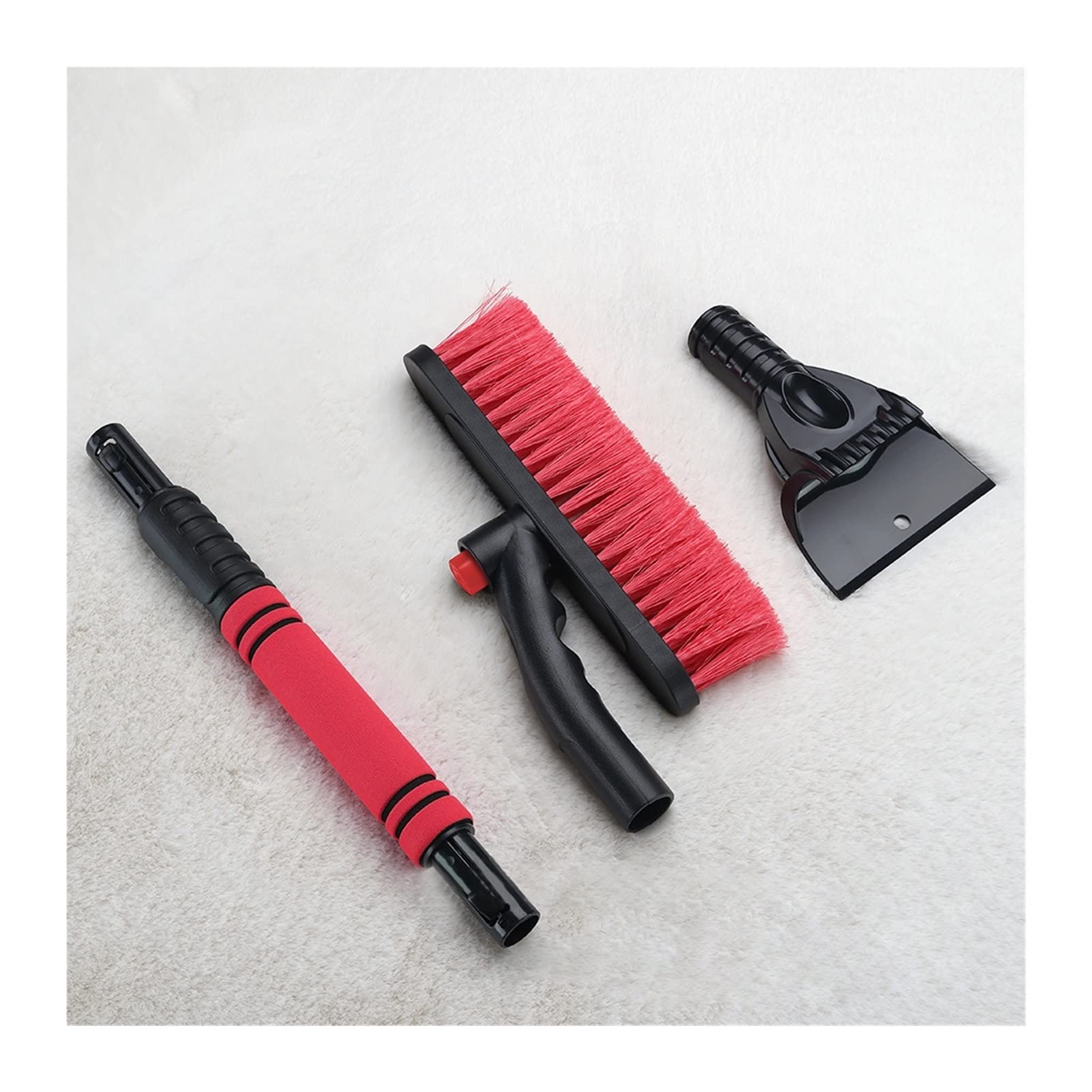 Blocs de Neige Hiver Voiture Cristal grattoir à Glace Brosse à Neige déneigeur en Acier Inoxydable Outil de Nettoyage de Neige Balai Accessoires de Lavage (Color : R)
