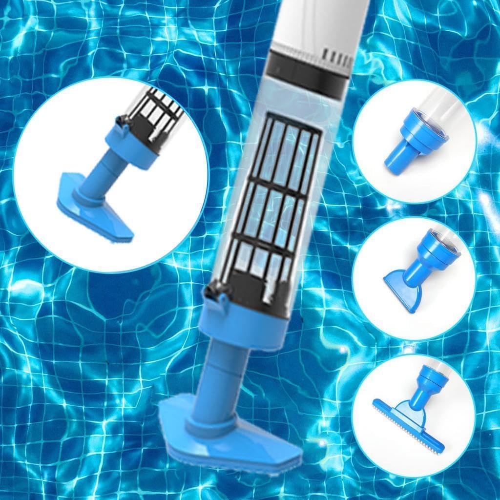 Generic Handheld Pool Vacuum Rechargeable Pool Vacuum Deep Cleaning 3 in 1 1600mAh Pool Vacuum Cleaner for Small Pools Swimming Pool