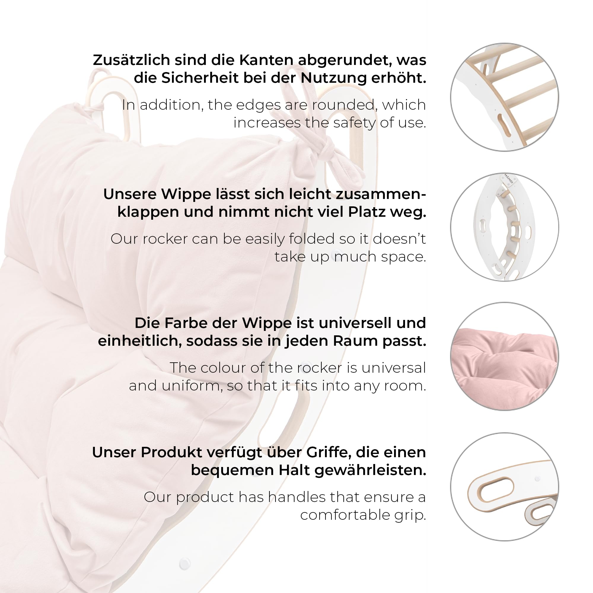 MAMOI Trójkąt do wspinaczki | drewniane rusztowanie do wspinaczki do wnętrz | łuk wspinaczkowy z matą | tęczowy drewniany | 100% ekologiczny | wyprodukowano w UE