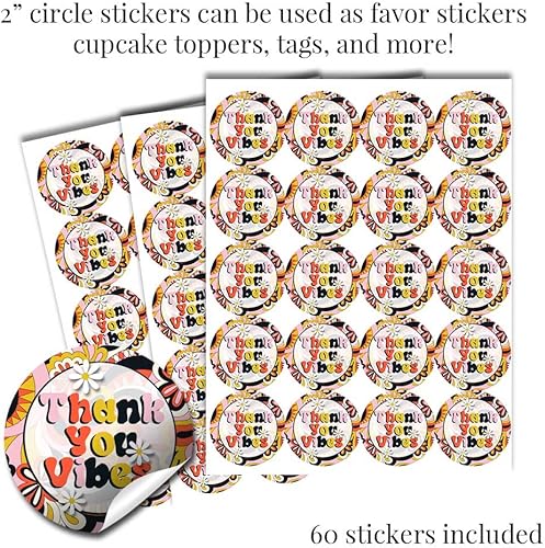 Miniatura 4 de Groovy Birthday Vibes - Kit de calcomanías para fiesta de cumpleaños, 429 piezas. Incluye 60 calcomanías circulares de 2 pulgadas para recuerdos y