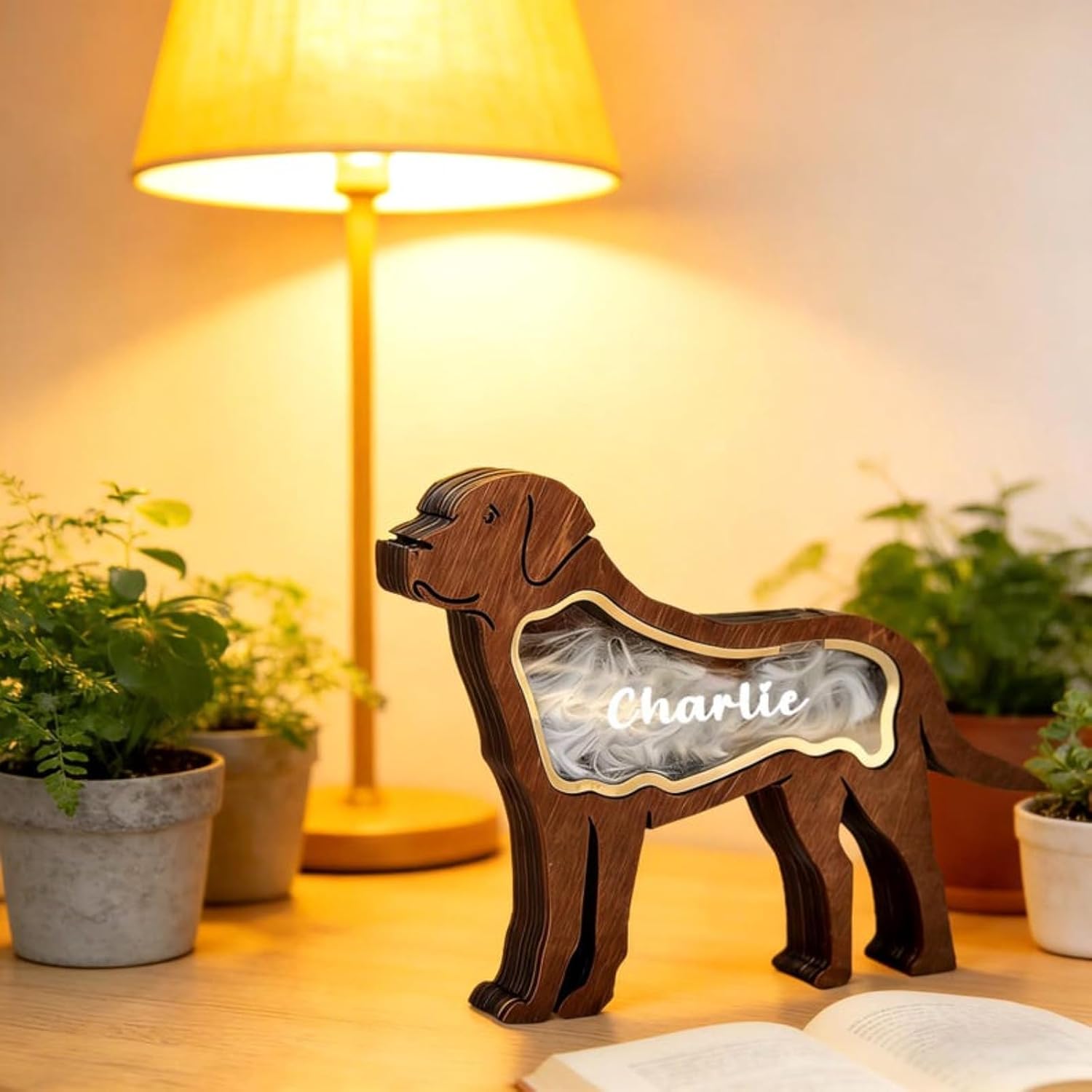 Personalized Pet Hair Keepsake Box,Custom Name Wooden Dog/Cat Memorial Figure for Pet Fur,Pet Memorial Gift,Pet Loss Gift,Dog Lover Friends Storing Hair Teeth Ashes