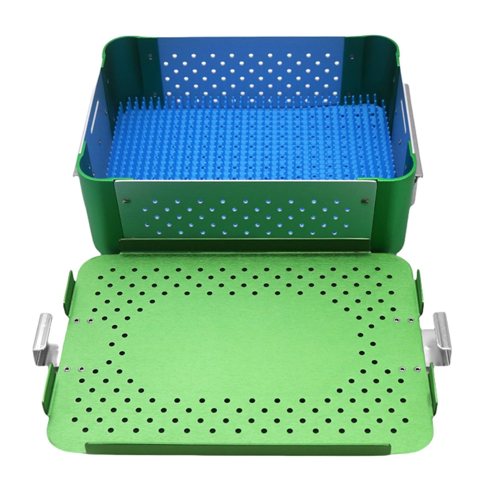Scatola For La Disinfezione Medica,Vassoio For Strumenti Chirurgici In Lega Di Alluminio,Con Cuscinetti In Silicone,Può Fissare Efficacemente Gli Strumenti,Adatto for Ospedali, Dentisti(Green)