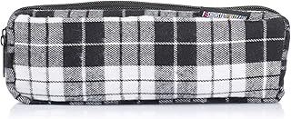 Powell Creative FSPC19251 Fleece Check Pencil Case with Two Zippers - White and Grey