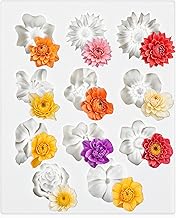 3D Flower Silicone Mold, Rose Shape Silicone Molds, 11 Kinds of Flowers, Epoxy Resin, 3D Molds for Soap, Candles, Cakes (Grey)