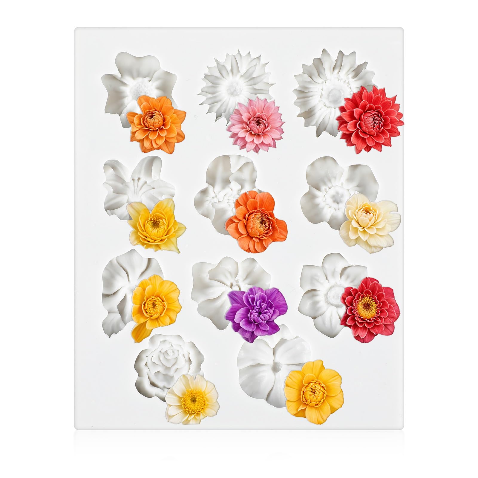 JJUNW Flower Polymer Clay Molds, Daisy Miniature Flower Silicone Molds, Polymer Clay Molds for Jewelry Making for Candy Chocolate Cupcake Soap Crafting Projects Cake (Grey)