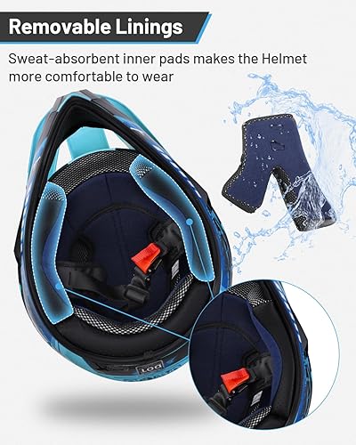 Miniatura 5 de DOT - Casco de motocross juvenil con gafas y guantes para niños de 5 a 14 años, casco ATV para niños y niñas, motocross, BMX MX UTV, todoterreno,