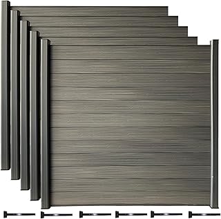 Complete Kit of 6' x 6' Composite Fencing (5 Count, Wood Grain Castle Gr...