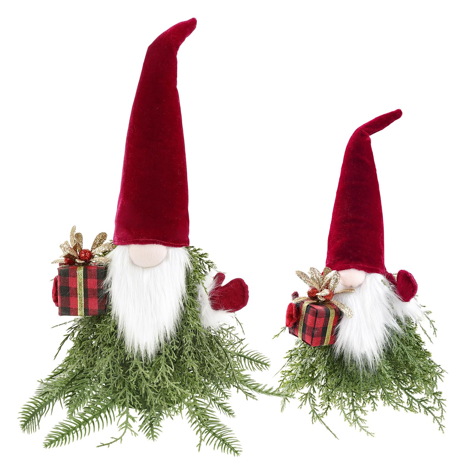 HiiARugMini Christmas Trees, 2 Pack, Tabletop Artificial Trees with Santa Claus Cypress Leaves, for Christmas Decor, Table, Desk, Kitchen