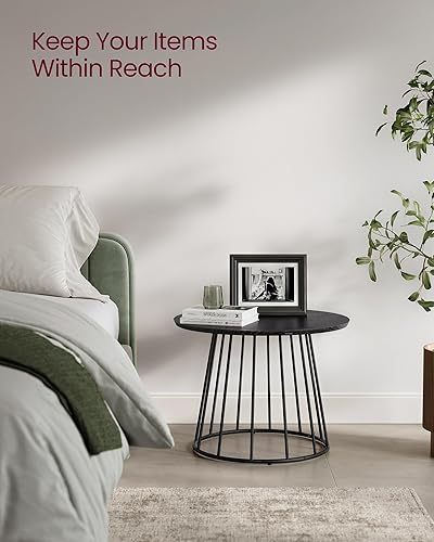 Miniatura 5 de VASAGLE ULCT045B56 - Mesas auxiliares redondas redondas con marco de acero, para sala de estar, dormitorio, color negro ébano