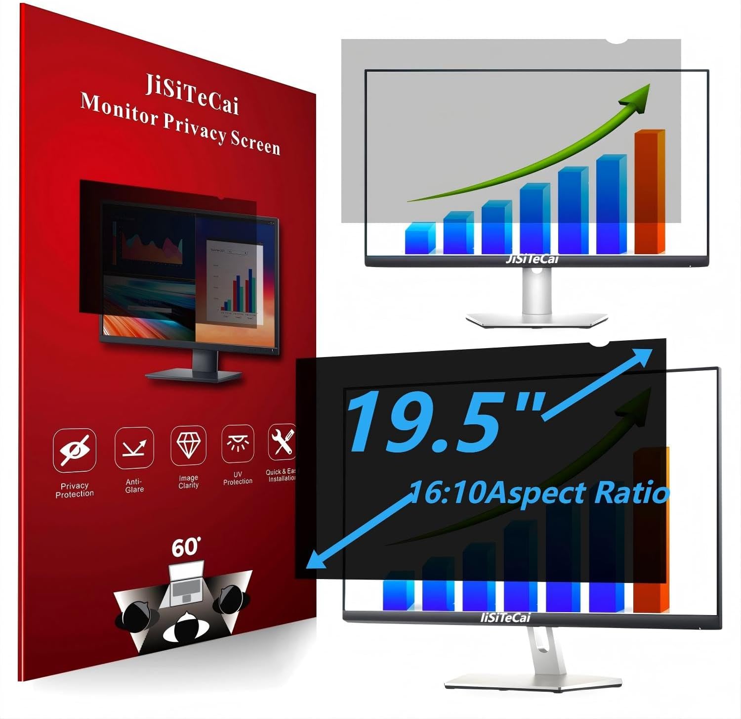 19.5" Computer Privacy Screen Filter (16:10) - Premium Anti-Glare Computer Screen Cover - Anti Scratch - UV & Blue Light Screen Protector