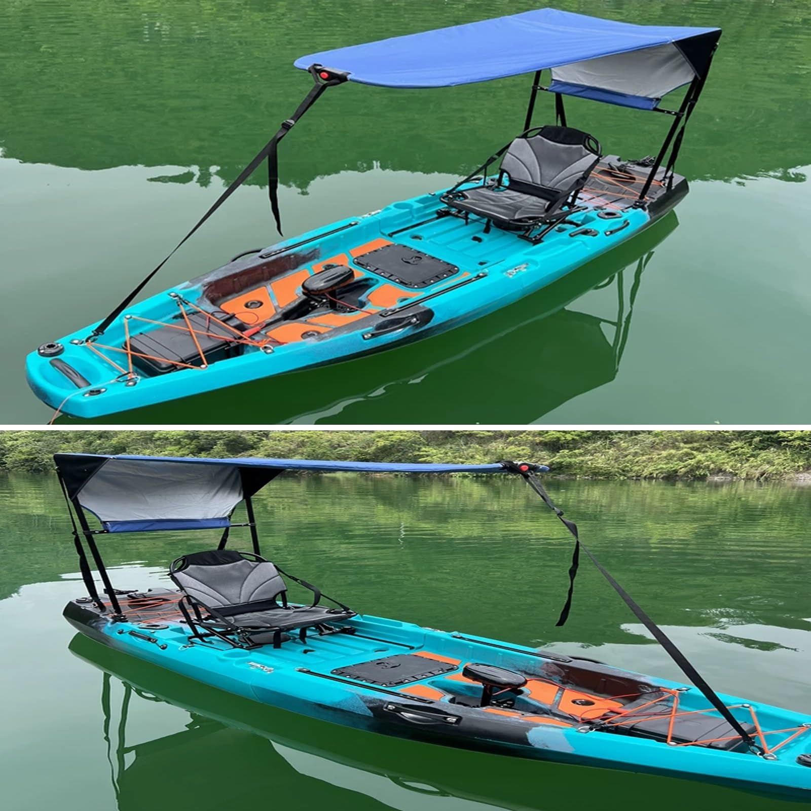Tendalino Barca, Tendalino per Gommone con Struttura in Alluminio, Tessuto Oxford 600D, 3 Cinghie in Nylon, per Imbarcazioni da 40 a 120 cm di Larghezza(Blue)