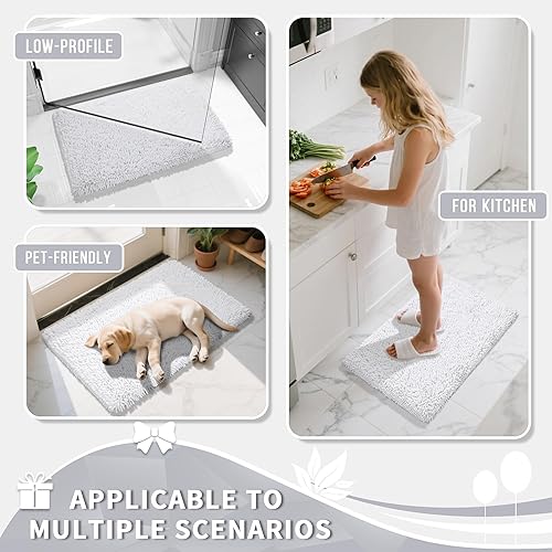 Miniatura 69 de Yimobra Juego de 2 alfombras de baño, alfombra de baño suave y absorbente y alfombra de inodoro en forma de U con respaldo antideslizante, alfombras