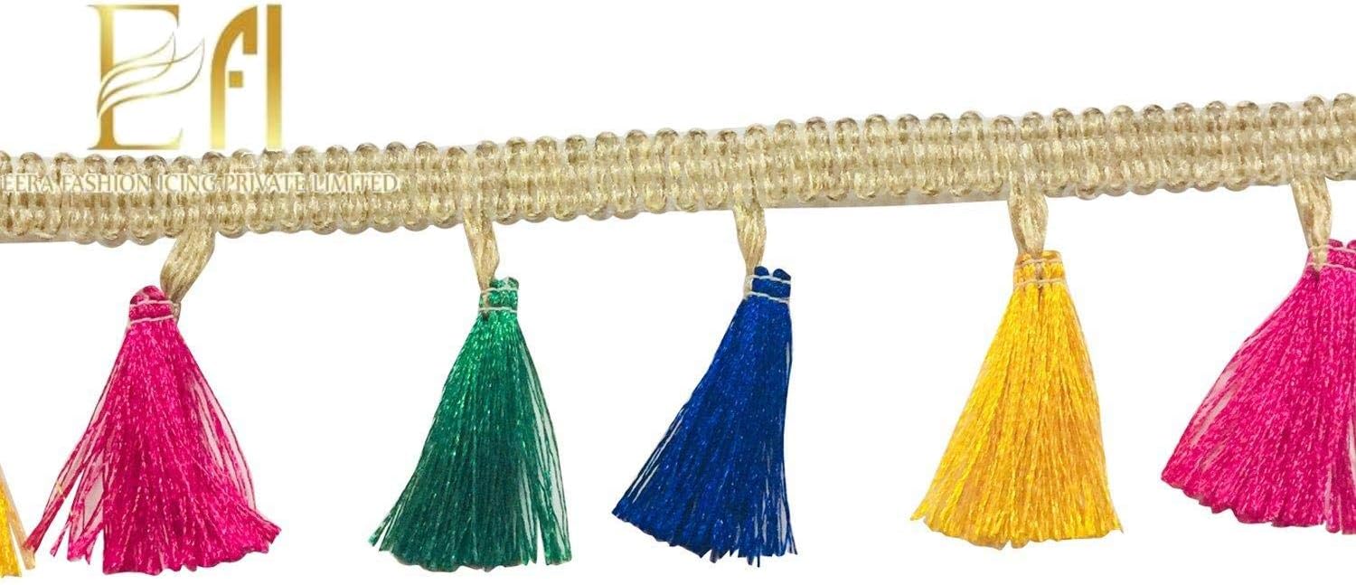 Eerafashionicing Fabric Laces for Dresses, Craft and Home Decor (Multicolour, 9.5 m)
