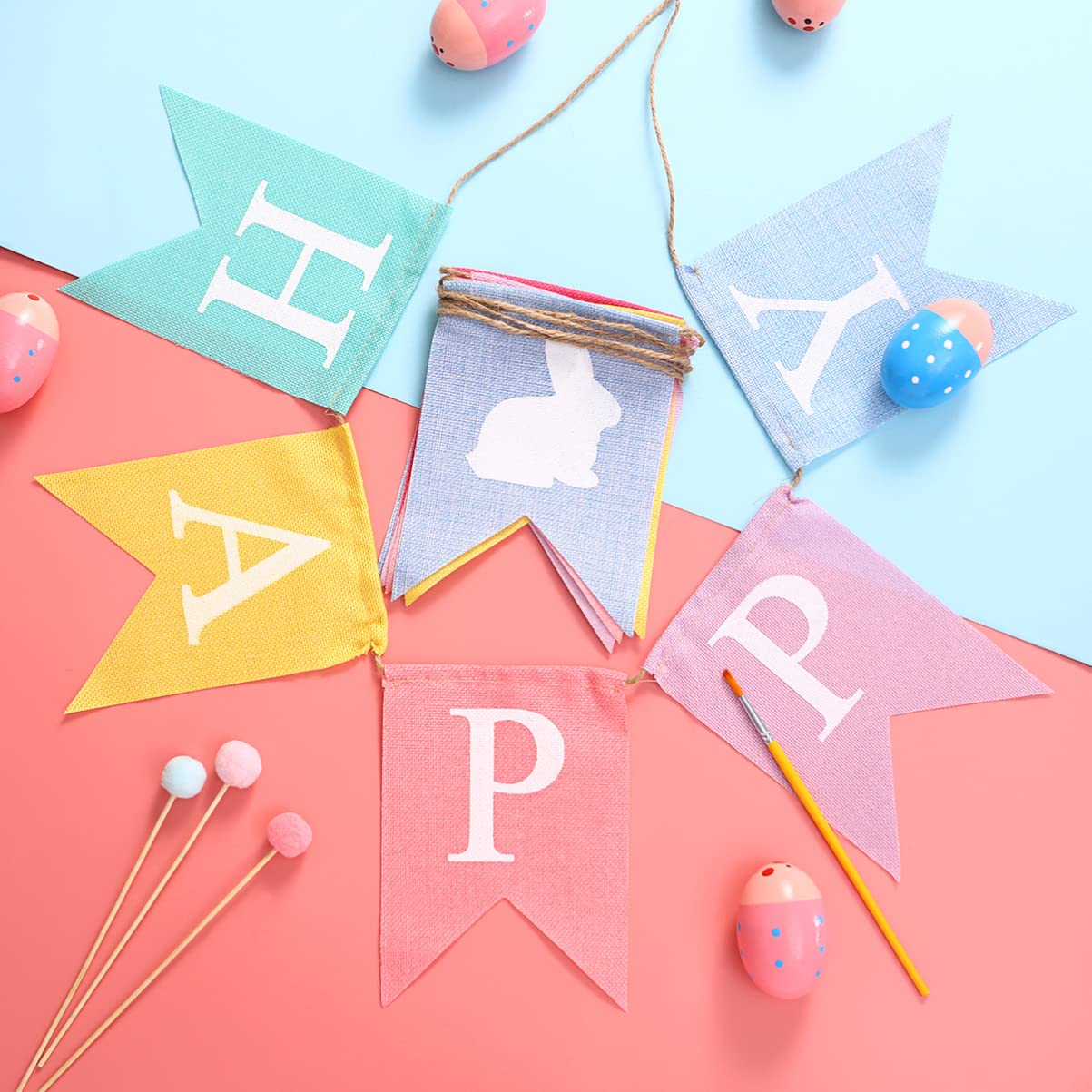 PRETYZOOM Bannière En Toile De Jute Avec Lettres Pour Décoration De