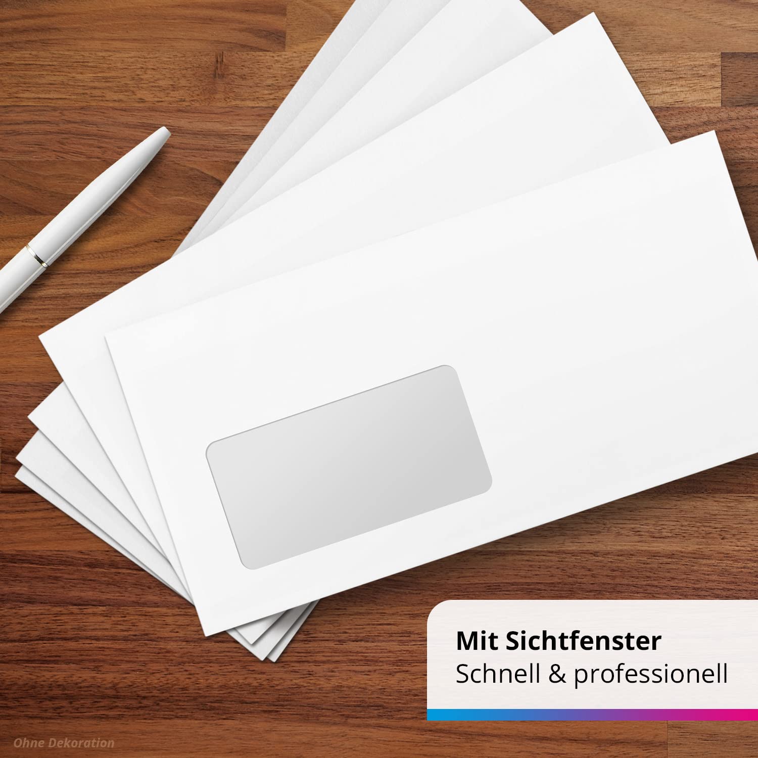 1000 Briefumschläge DIN LANG (220 x 110 mm) gerade Klappe MIT Fenster | selbstklebend, Business weiß, 80 g/qm für Rechnung Geschäftsbriefe Serienbrief