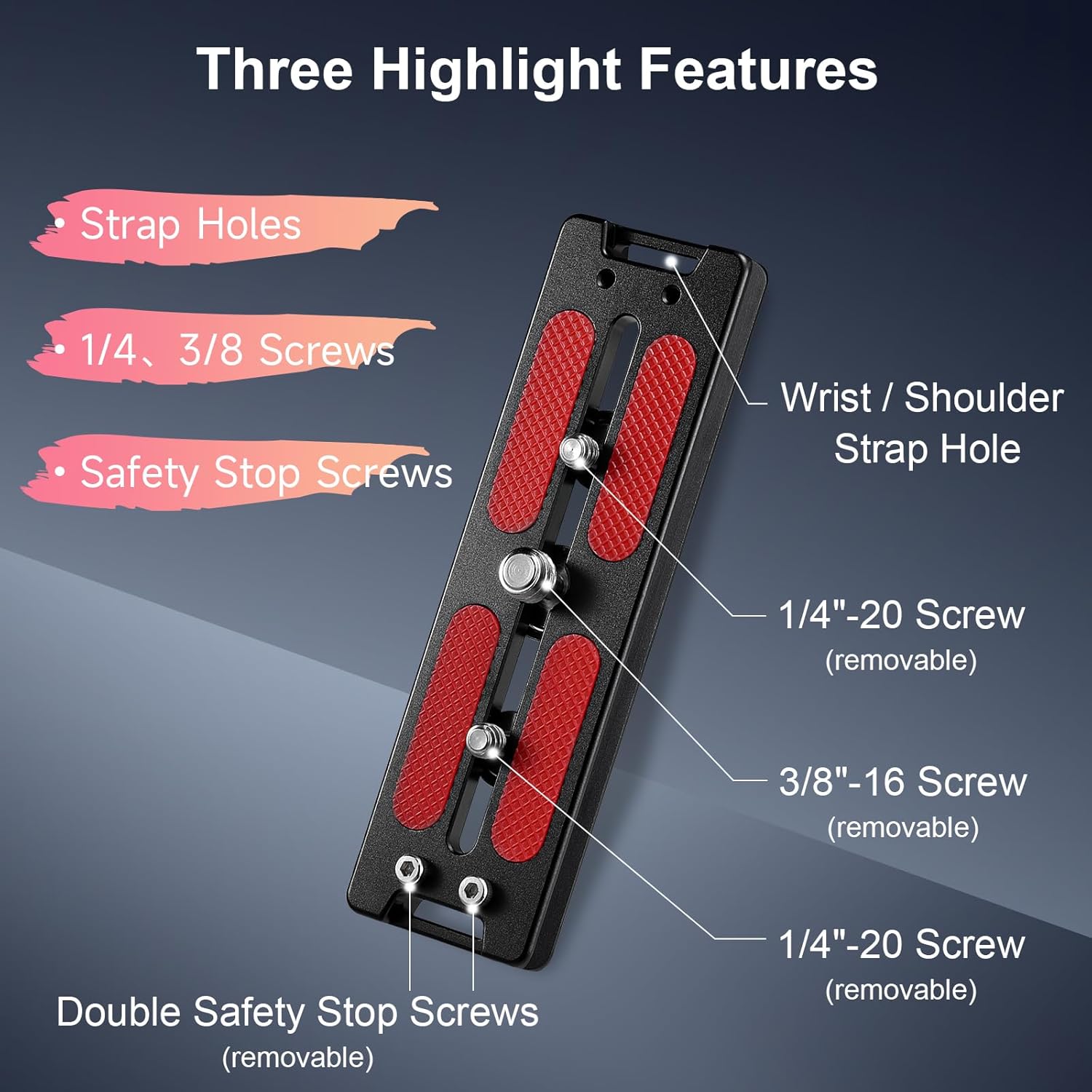 Haoge HQR-127 Tripod Arca Plates 127mm Universal Arca Swiss Quick Release Plate for Tripod Ball Head with Hand-Adjustable Stainless Steel Screw of 1/4" and 3/8" Built-in Strap Hole (New Version)