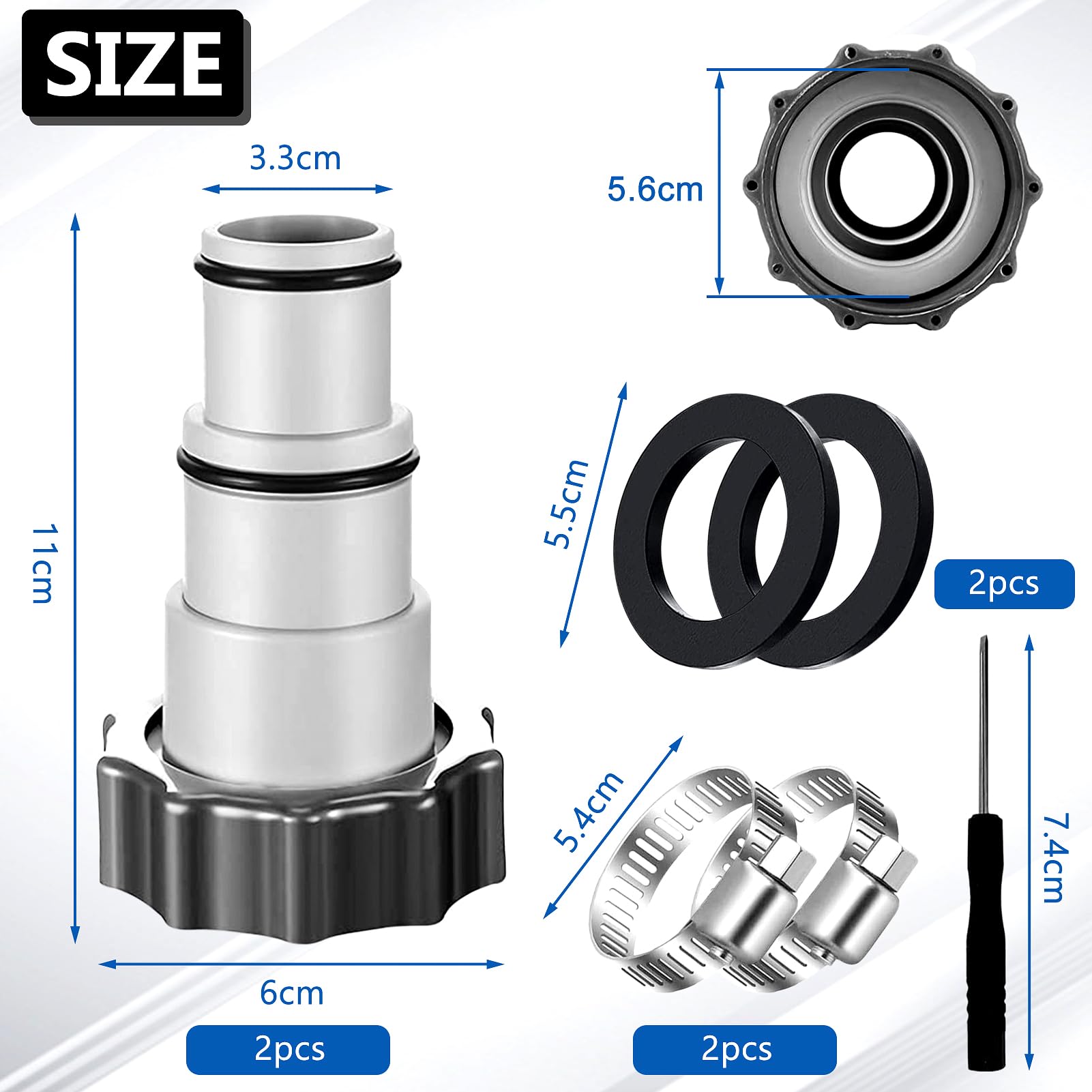 Lntyq Lot De 2 Adaptateurs A Pour Pompes De Piscine Intex Serie A Avec Filetage Interne Tailles 1 23 Pouce Et 1 5 Pouce Ideal Pour Remplacer Les Tuyaux De Piscine