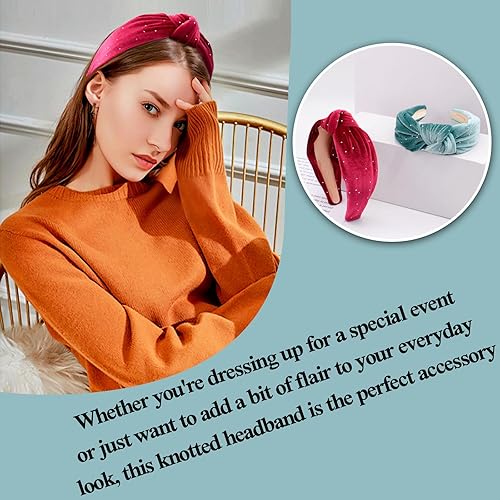 Miniatura 3 de BEGOOD Diadema anudada para mujer, diadema anudada para mujer, color turquesa, diademas anchas a la moda para mujer, turbante de invierno,