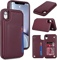 Vista 13 de iCoverCase Compatible con Funda para iPhone XR con Tarjetero, Funda de Teléfono Tipo Cartera para Hombres y Mujeres con Bloqueo RFID de Piel Beige