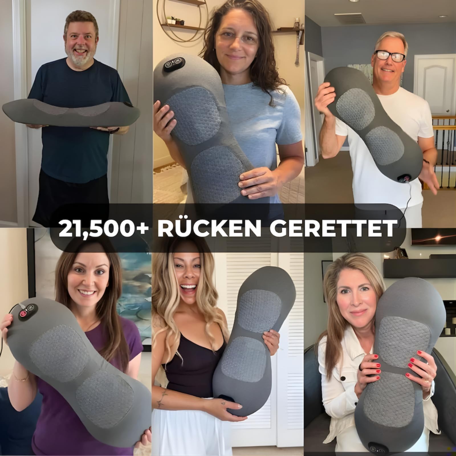 ergopur 3-Zonen Ergoflow Tiefenmassagegerät – 3-in-1 Rückenmassagegerät mit Wärme, Vibration & Dehnung, Tragbares Massagegerät für Nacken & Schultern zur Entspannung (Dunkelgrau)