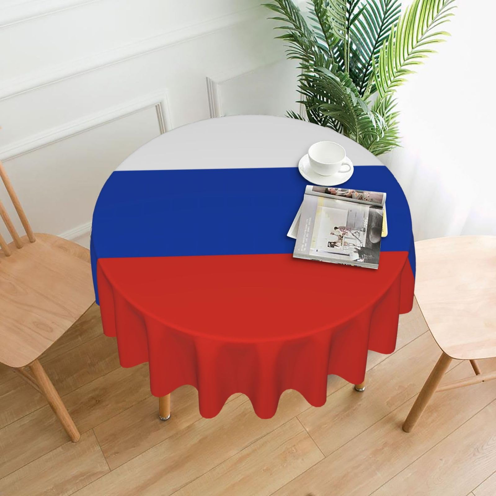 ZHAOUR Russian Flag Print Round Washable Tablecloth – Table Cover