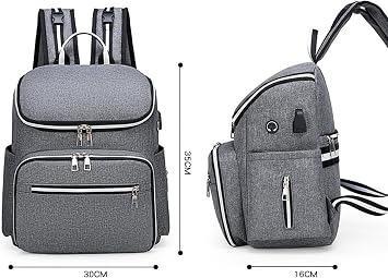 Diaper Bag Backpack with Stroller Straps, USB Charging Port, Headphone Hole, Large Baby Diaper Changing Bag Backpack