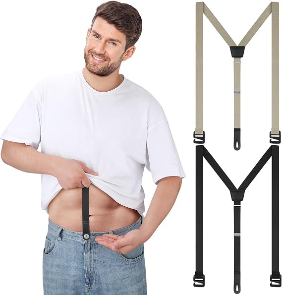 Eurzom 2 Pcs Hidden Suspenders for Men Under Shirt Undergarment Suspenders for Untucked Men Under Clothing