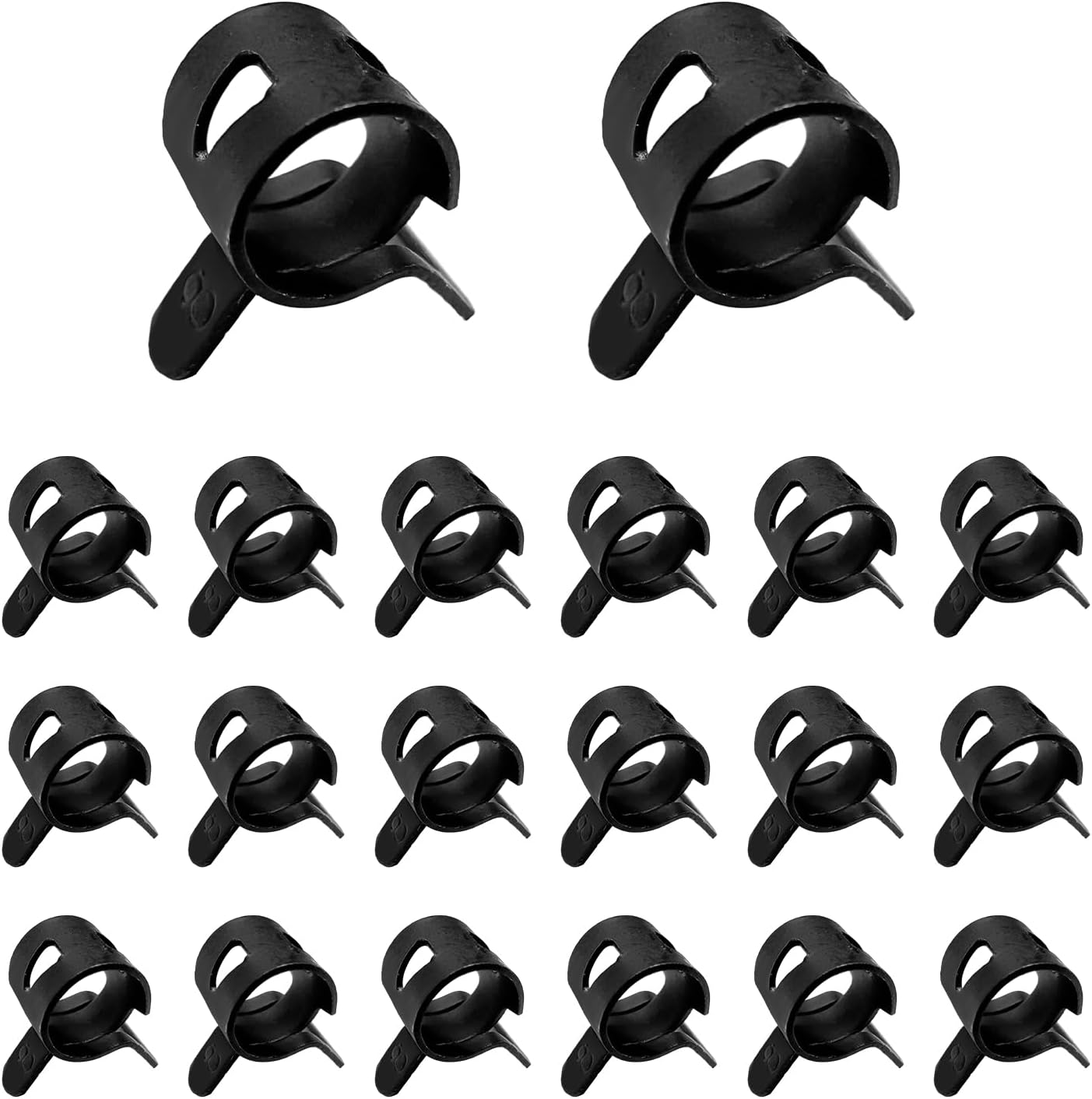 20 PCS Car Spring Band Type Clamps, 0.30" ID 8mm Auto Fuel Line Hose Spring Clip Replacement, Vacuum Hose Clamps Air Tube Fasteners for SUVs Sedans Trucks, Car Accessories