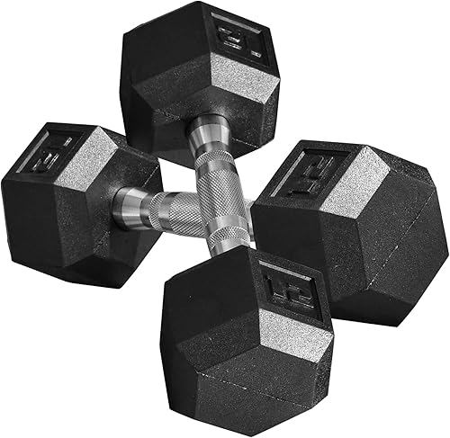 Soozier Juego de mancuernas hexagonales, pesas de mano de goma con asas antideslizantes, antideslizantes, para mujeres u hombres, entrenamiento de