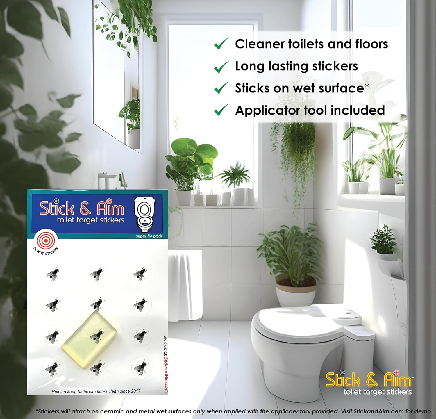 Urinal Fly Pack (13 Targets) Toilet Target Stickers with Smoothing Tool for Easy Installation in Toilets and Urinals, Fun Toilet Training Aid for Boys, Improves Aim. Toilet Target for Boys.