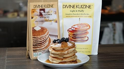 Vista 4 de DivineKuizine - Mezcla esponjosa para panqueques y waffles Mezcla sin gluten Mezcla sin gluten Mezcla para panqueques solo añadir leche