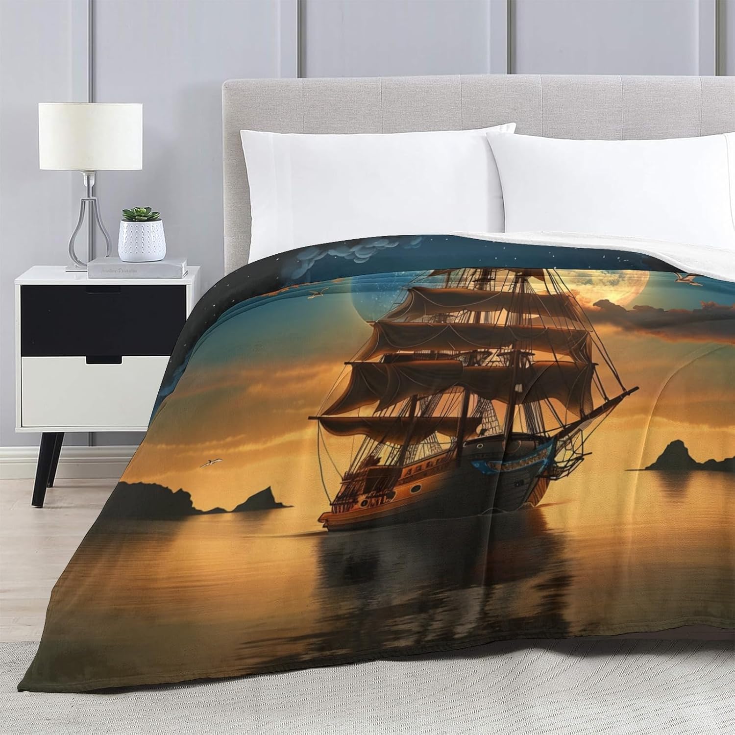 PINKBAY ヨット フランネル スローブランケット 50×60インチ - 340GSM 快適 軽量 厚手 夜明け オーシャンブラ  Francfranc（フランフラン）の「フラッフィーリップル スロー（ひざ掛け） 1700×1300  アイボリー【2023秋冬モデル】（ブランケット）」 - WEAR