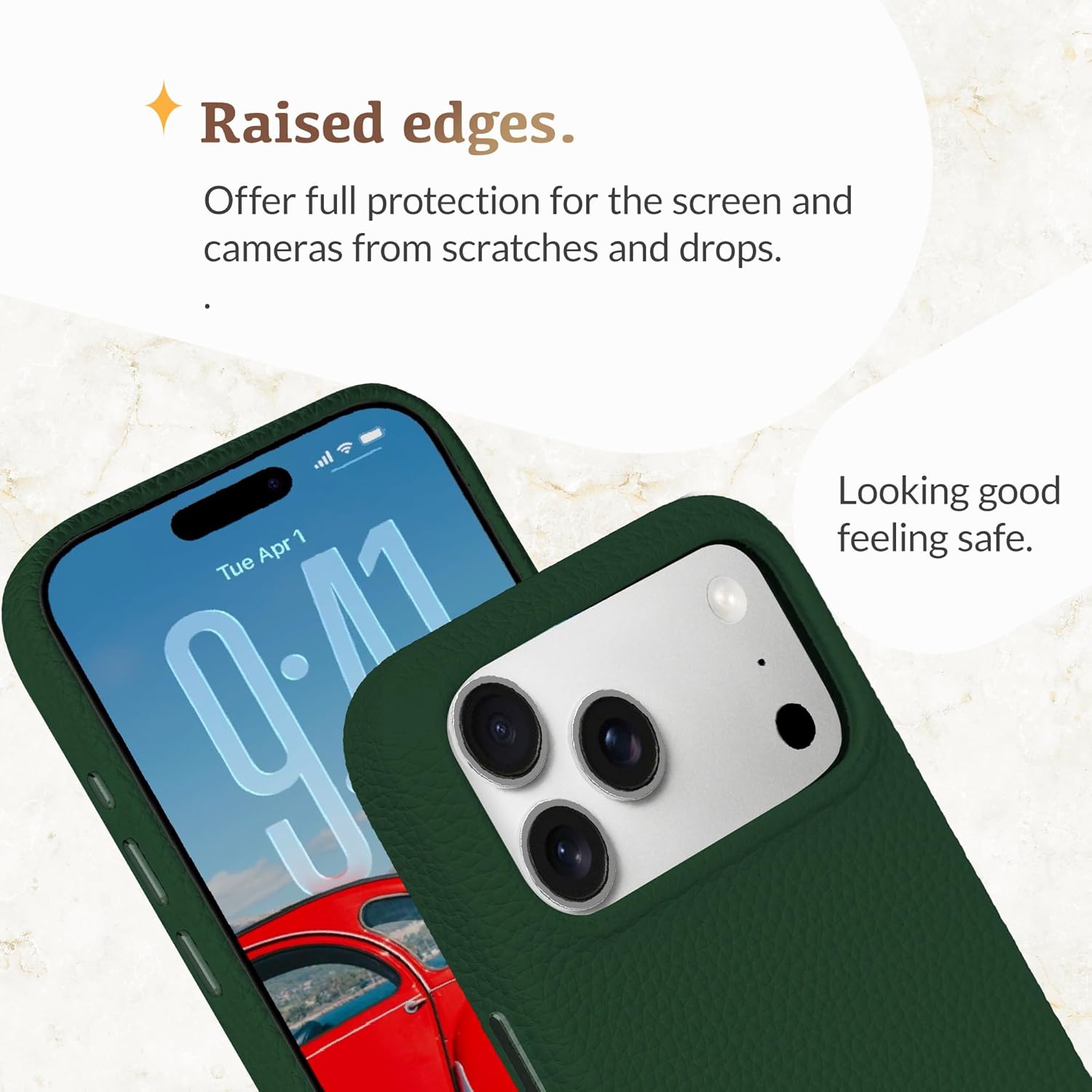 Luner - for iPhone 17 Pro - Premium Vegan Leather Phone Case [Compatible with Magsafe] - Elegant, Style and Eco-Friendly - Leafy Green