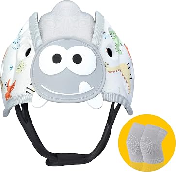Bebek G venlik Kask , Yumu ak Bebek Kask , Nefes Alabilir, Bebek Kafa Koruyucu, Emekleme ve Y r y , Ultra Hafif, Geni letilebilir ve Ayarlanabilir Ya  6 m-2 ya  Gri Dinozor
