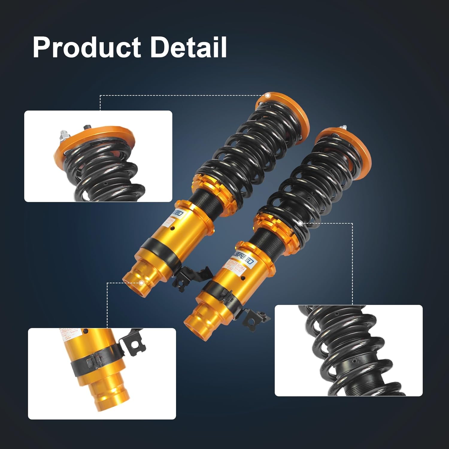 JDMSPEED New Gold Full Set Coilover Strut Shock Springs Suspension Replacement For Honda Civic EK 1996-00
