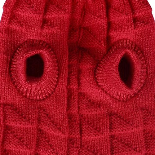 Miniatura 5 de Suéter cuello de tortuga, tejido, de colores sólidos, para mascotas gatos y perros para gatitos, chihuahuas y pug, L, Rojo