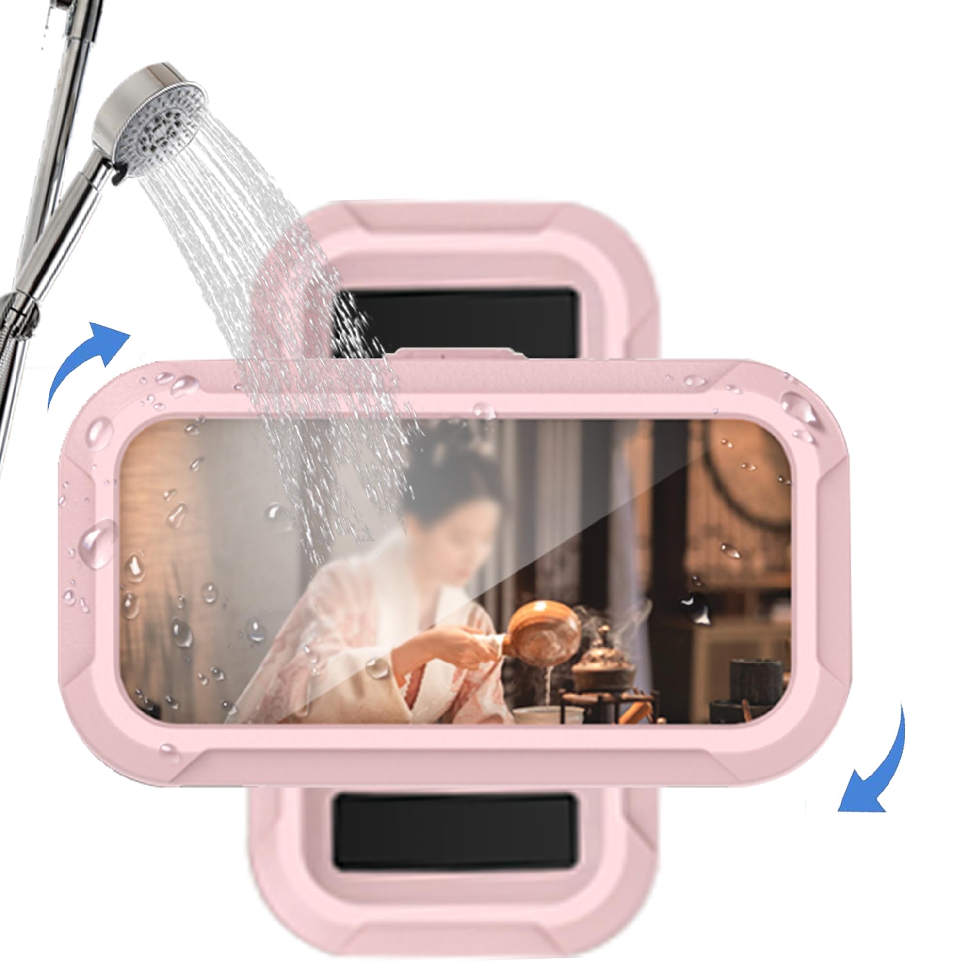 360° Rotatable Retractable Adjustable Shower Phone Case Holder,Anti-fog HD & sensitive screen ,Wall Mounted Phone Holder for Bathroom Mirror Bathtub