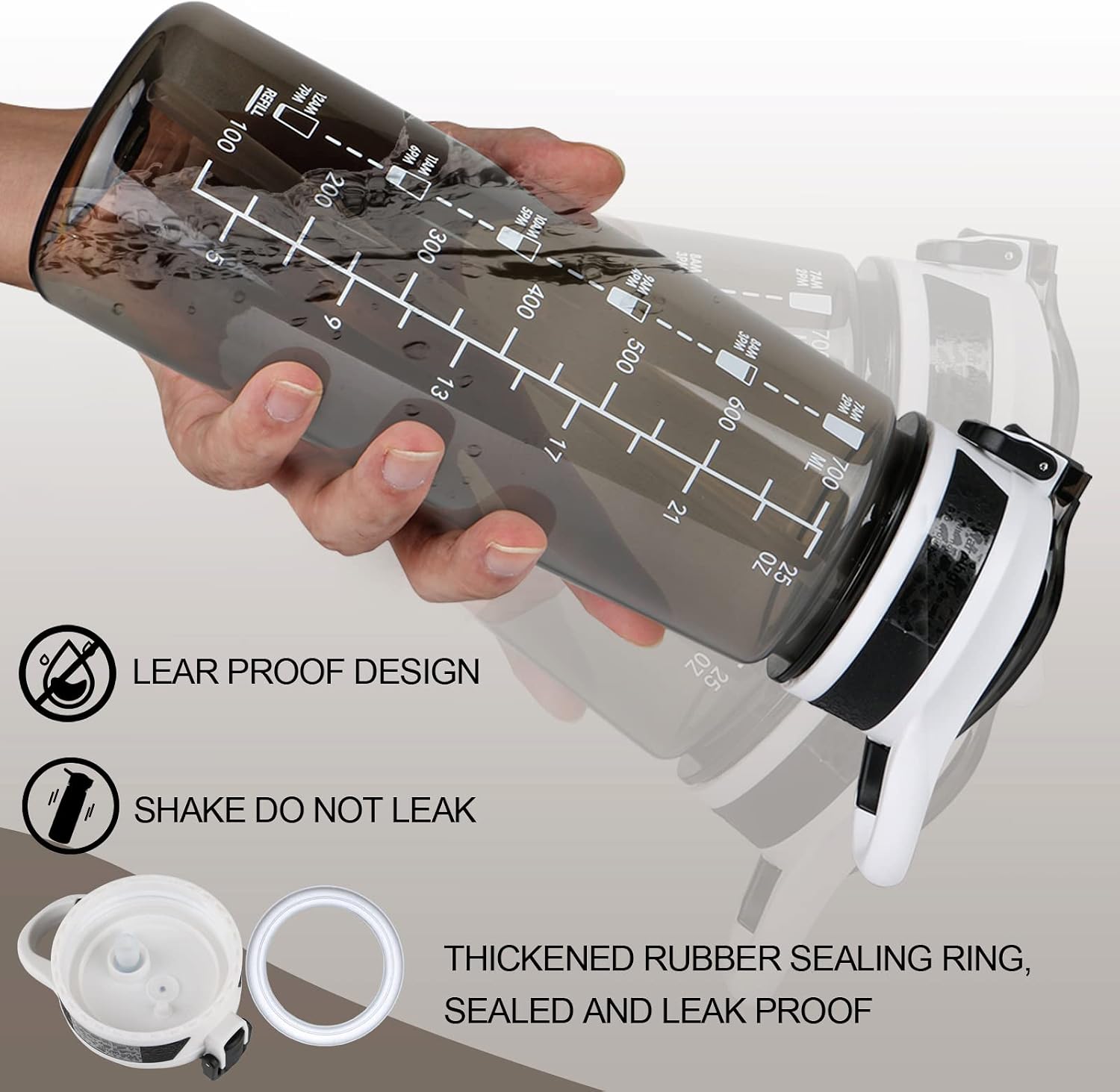 Water Bottle, 800 ML Water Bottle with Straw Leak-proof, Dust-proof, BPA-free, Tritan - Image 4