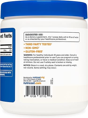 Miniatura 9 de Nutricost Citrato de calcio en polvo 1764oz sin sabor citrato de calcio puro sin rellenos sin gluten 11 libras