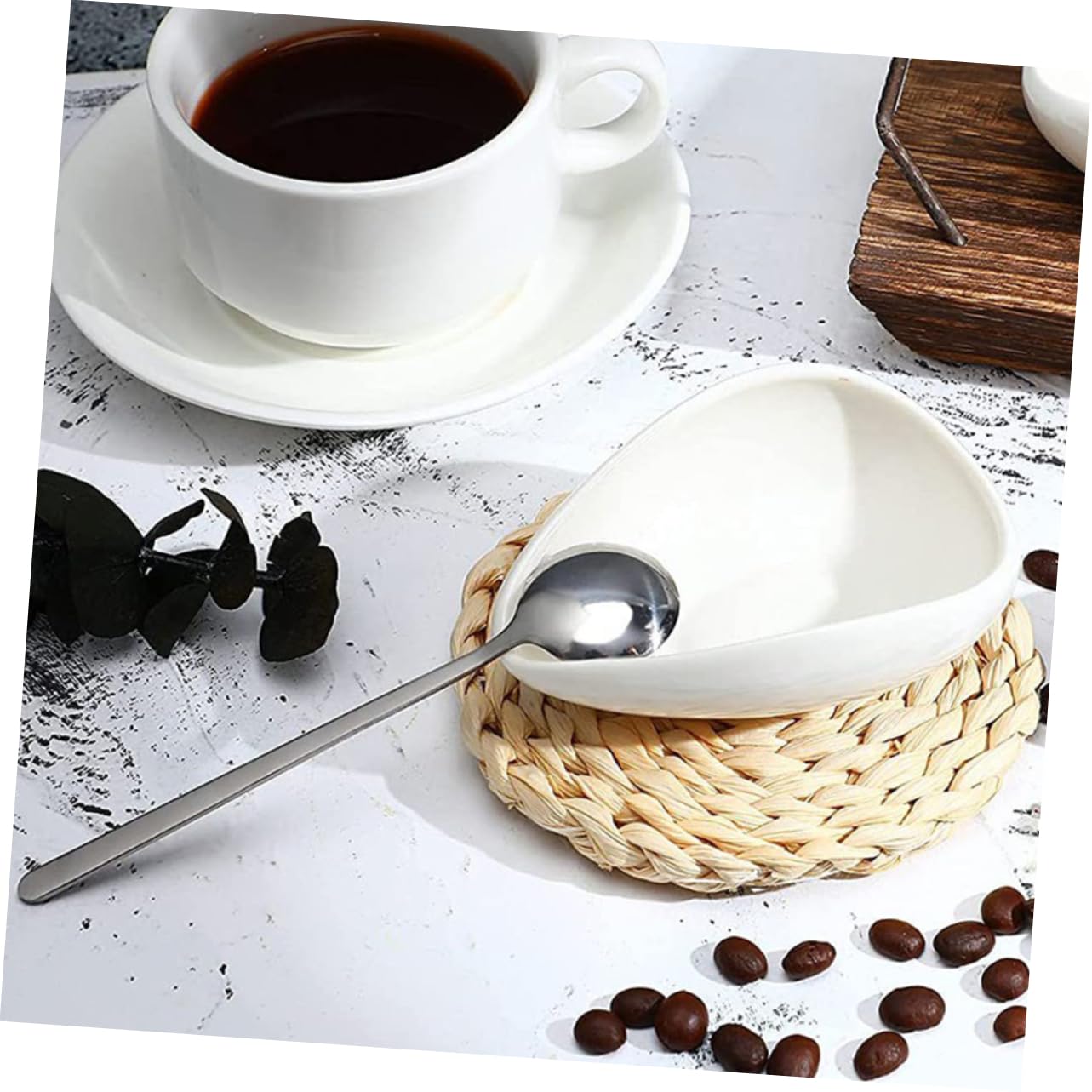 Cabilock 4 Juegos bandeja medidora de granos de café Accesorio de bar de café Accesorio de estación de café bandeja dosificadora de frijoles plato de frijol reutilizable cerámica