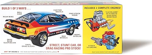 Vista 17 de AMT Round 2 1967 Ford Mustang GT Fastback Kit de modelos a escala 1:25, cromo (AMT1241)