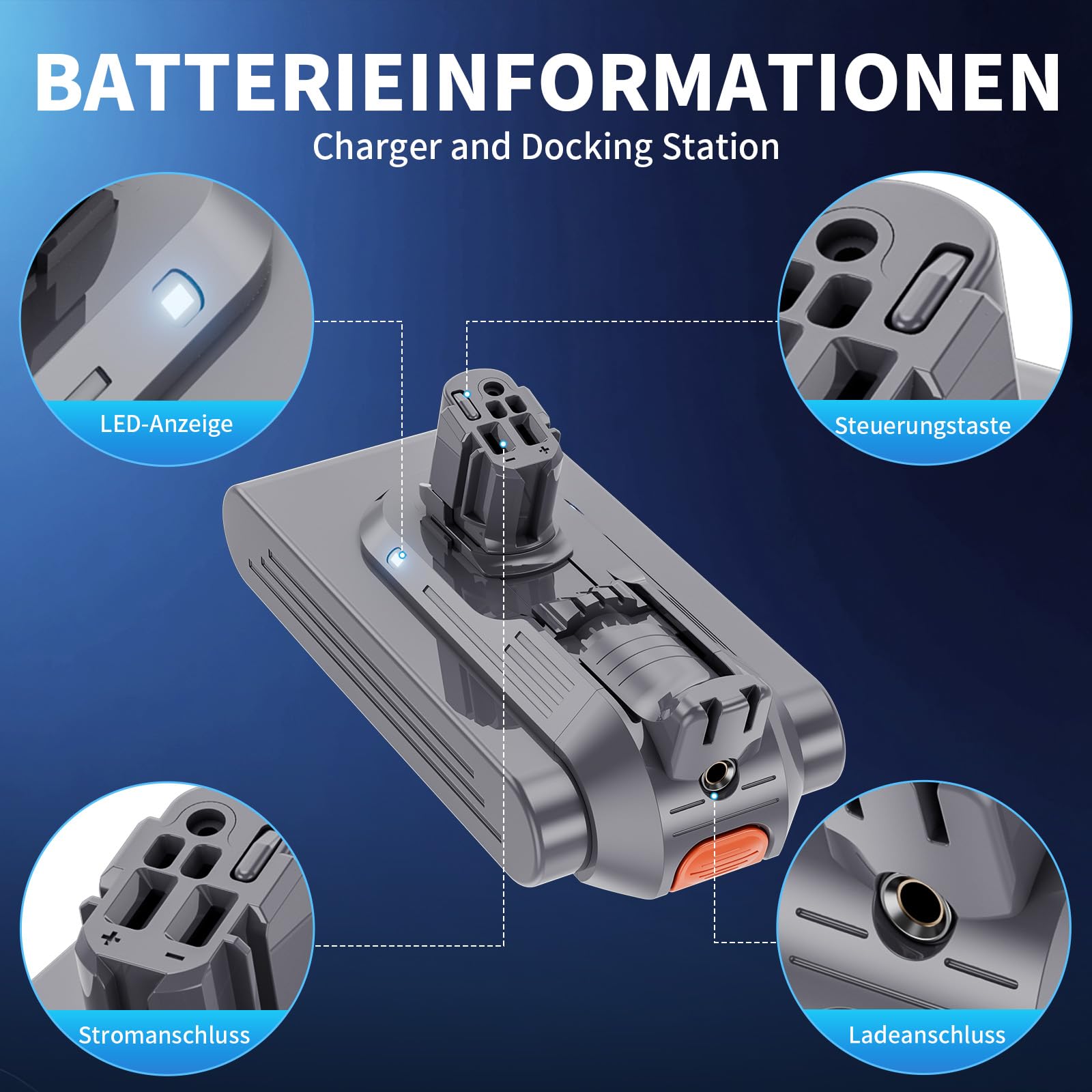 8,0Ah für Dyson V11 Akku, Ersatzakku kompatibel mit Dyson V15