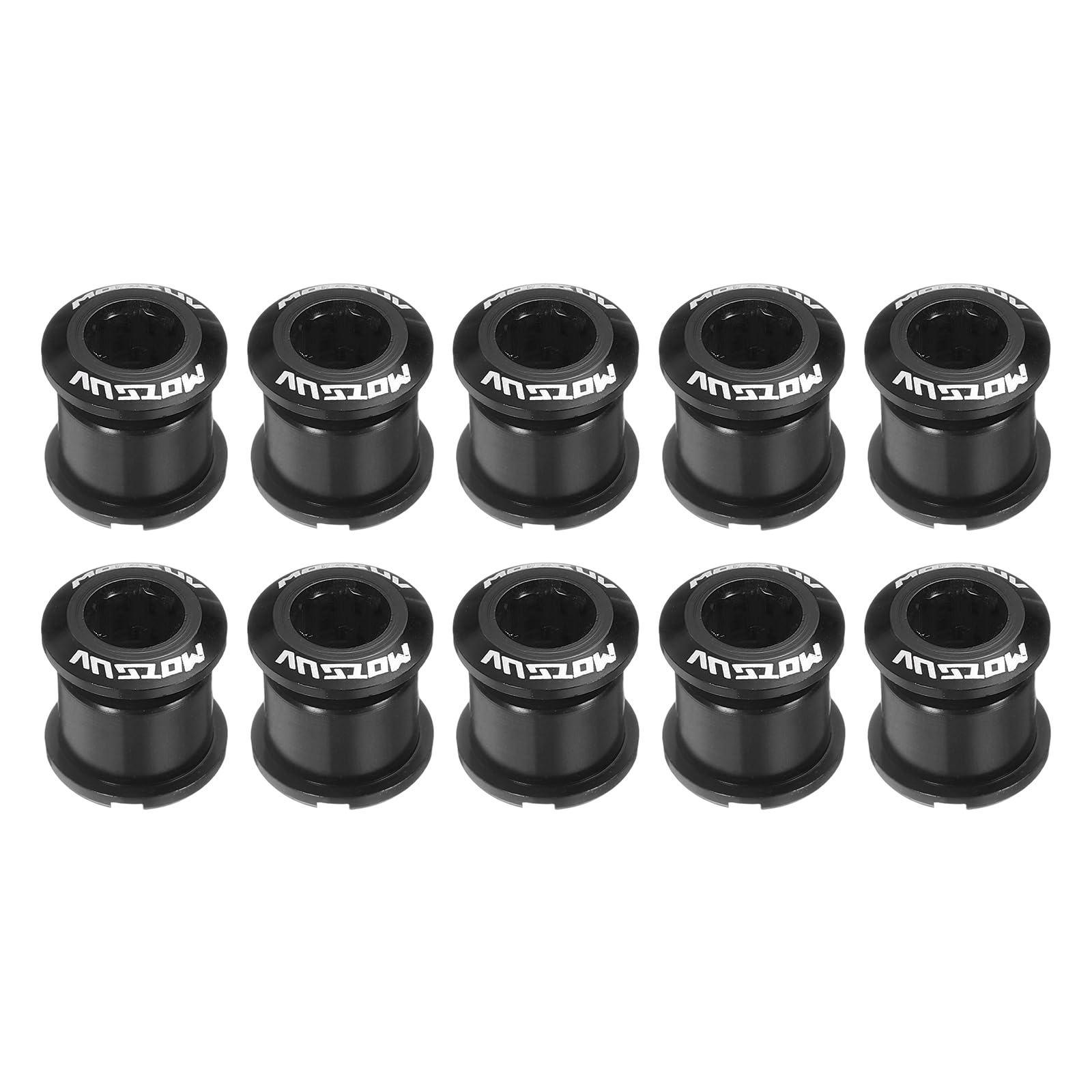 sourcing map 10pcs Double Chain Ring Bolts M8 Aluminum Alloy Bicycle Crankset Nuts Chainwheel Screw for Road Bike Mountain Bike, Black